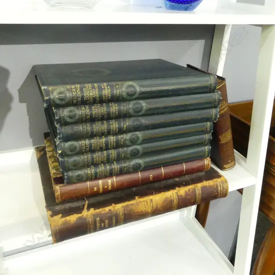 9 ANTIQUE BOOKS, ARCHITECTURE INTEREST INCL. 6 VOLS. MODERN BUILDING C.1910