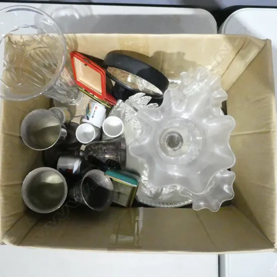 ANTIQUE GLASS EPERGNE (FAULTS), EP GOBLETS, ORIENTAL BITS, 2 TRAVELLERS CLOCKS