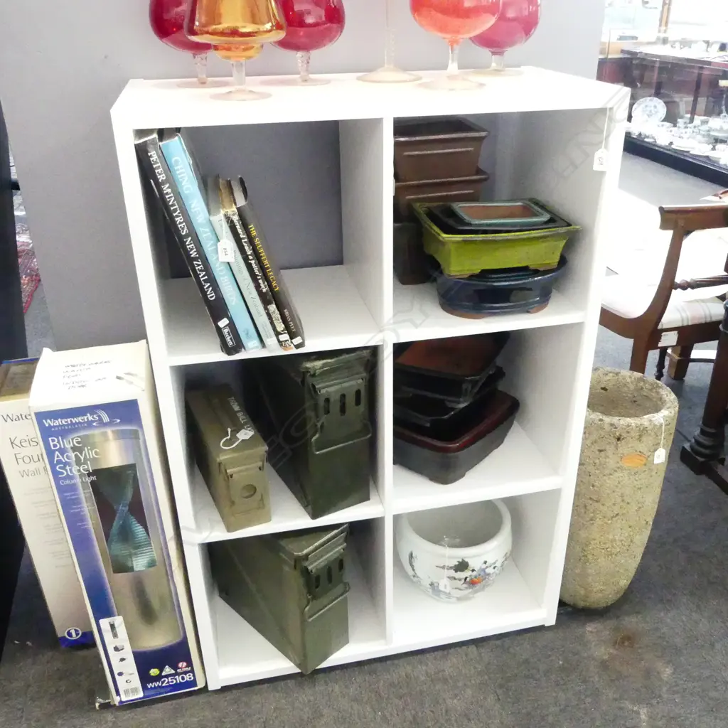 WHITE MODERN BOOKSHELF & MODERN CUBBIES UNIT  Image 1++