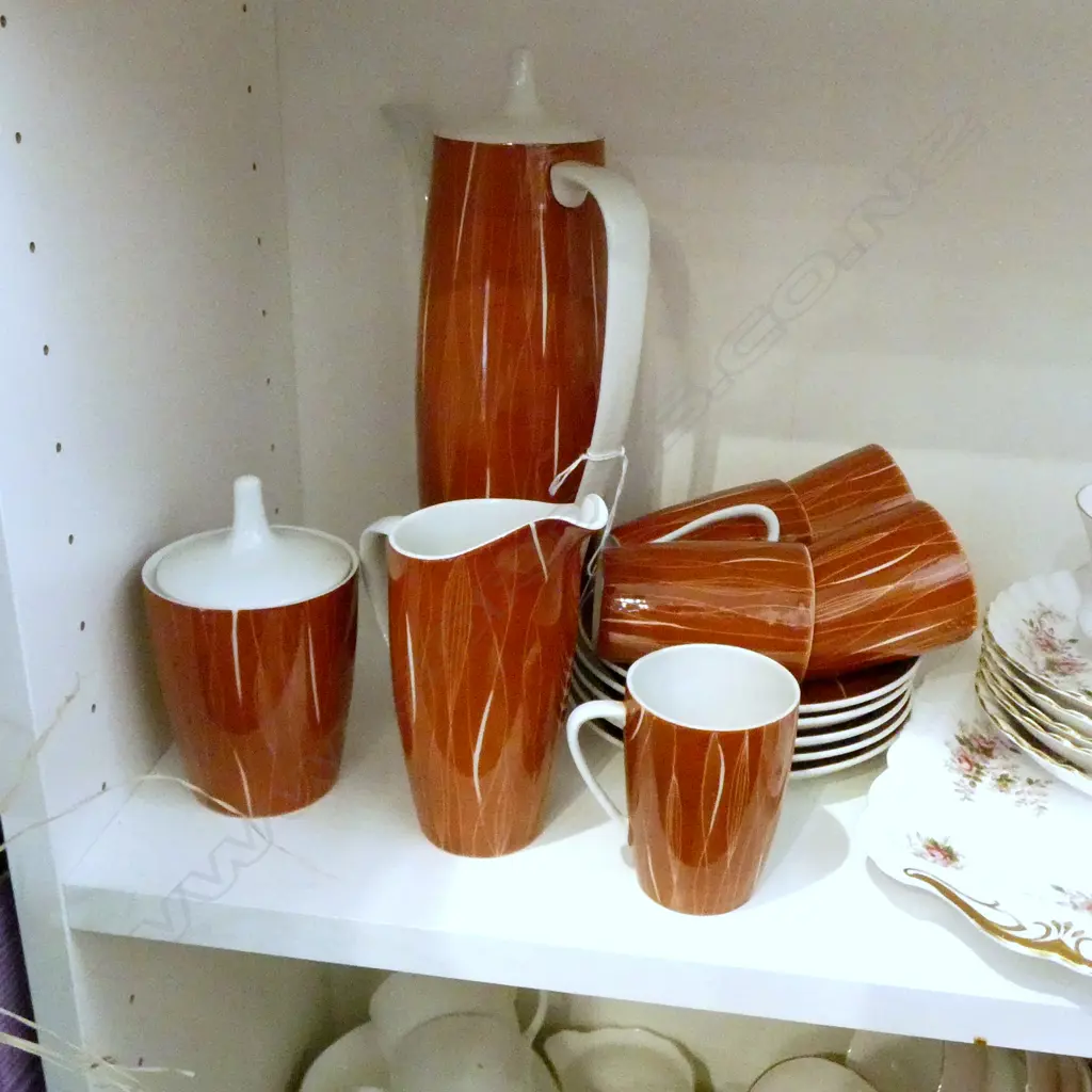 VINTAGE 5-PIECE 1960S ĆMIELÓW KROCUS COFFEE SET, POT, SUGAR, MILK & 5 C&S Image 1++