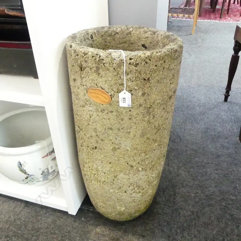 TALL CONCRETE PLANTER BY 'THE CRAFT COMMUNITY WHANGAMATA' H.550mm Image 1++