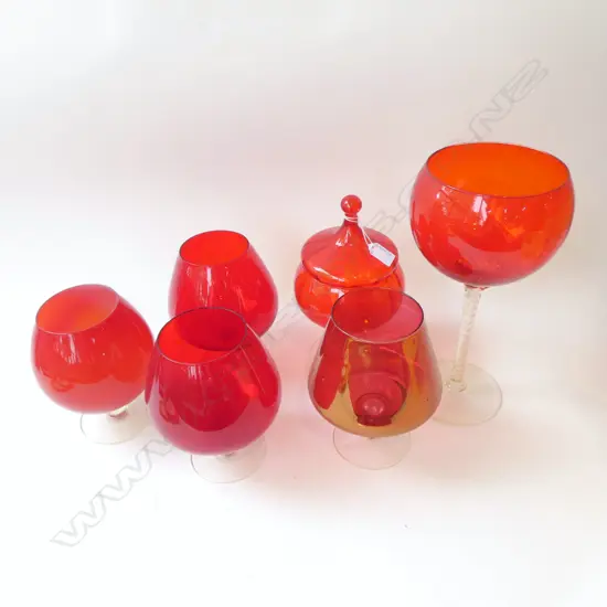 6 PCES RED MURANO GLASS H.330mm