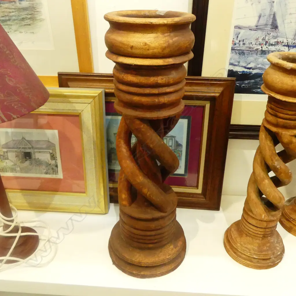 LARGE WOOD TURNED CANDLESTICK H600MM Image 1++