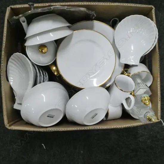 COUNTRY ROAD GOLD RIMMED PART DINNER SET, ETC