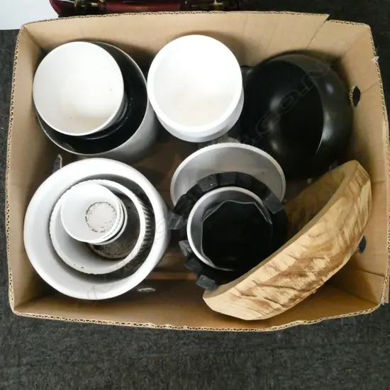 ASST. CACHE POTS, POTS, WOODEN BOWL, etc