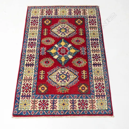 HAND KNOTTED WOOL PILE KAZAK RUG, 1450x1000mm