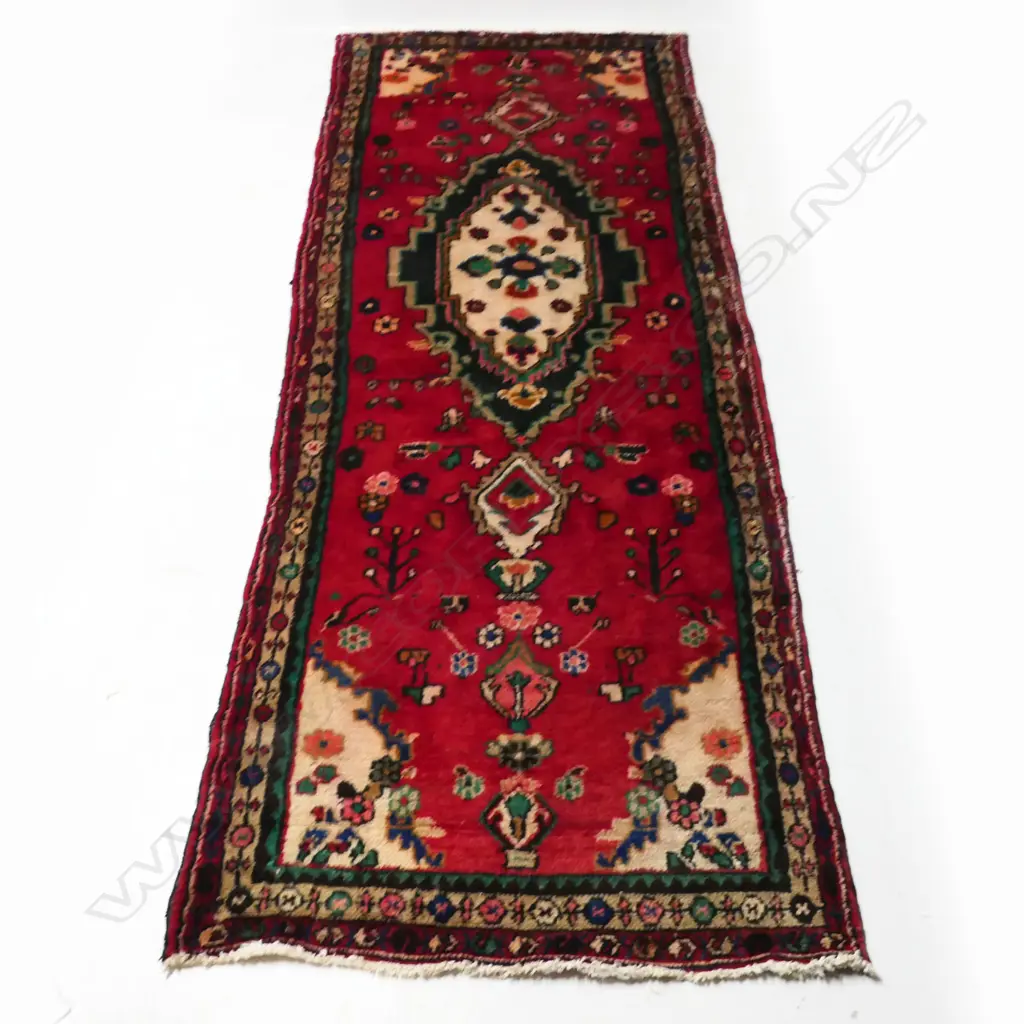 HAND KNOTTED WOOL PILE HAMADAN RUNNER 2850x1150mm Image 1++