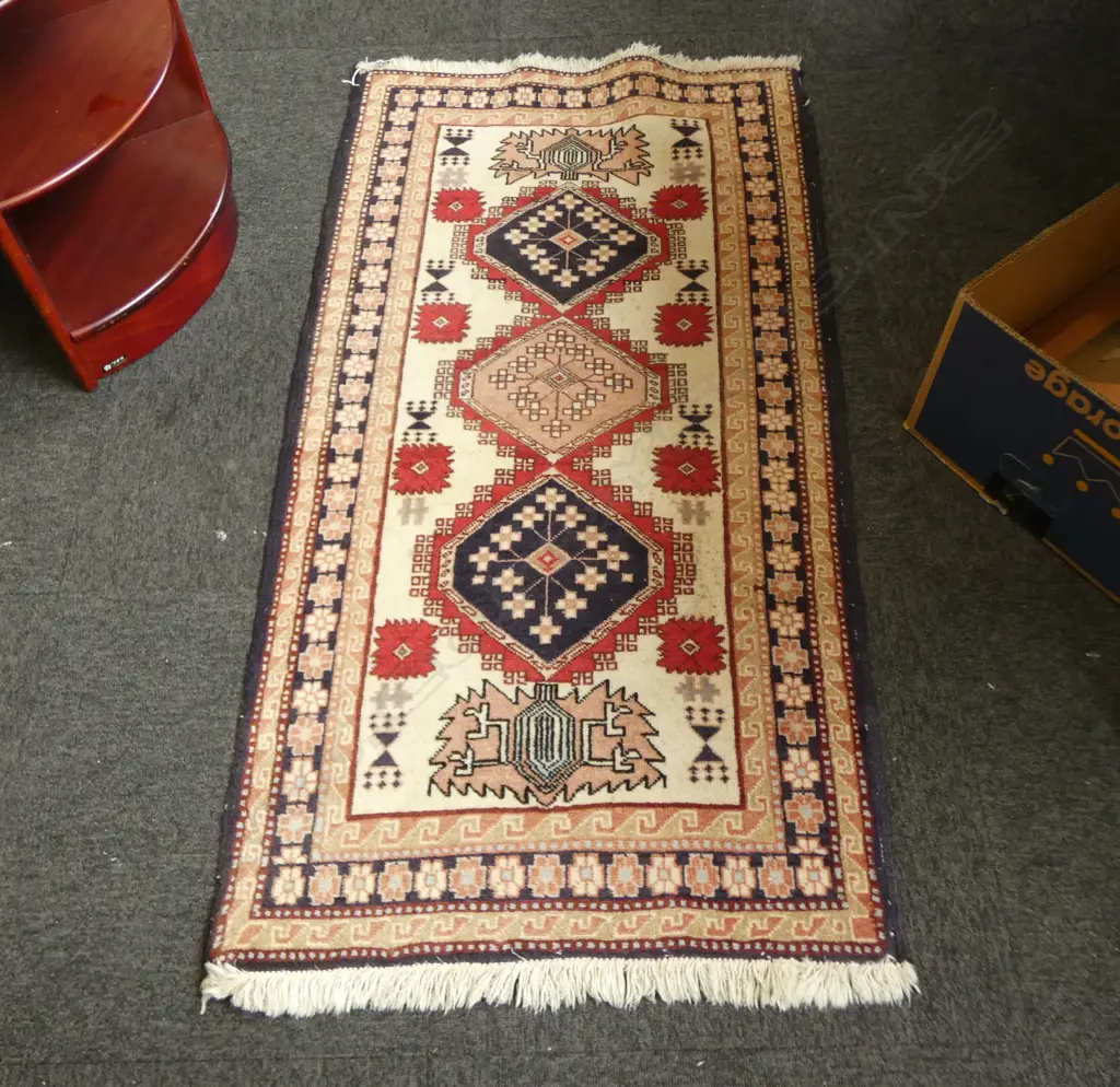HAND KNOTTED WOOL PILE RUG 1350x690mm Image 1++