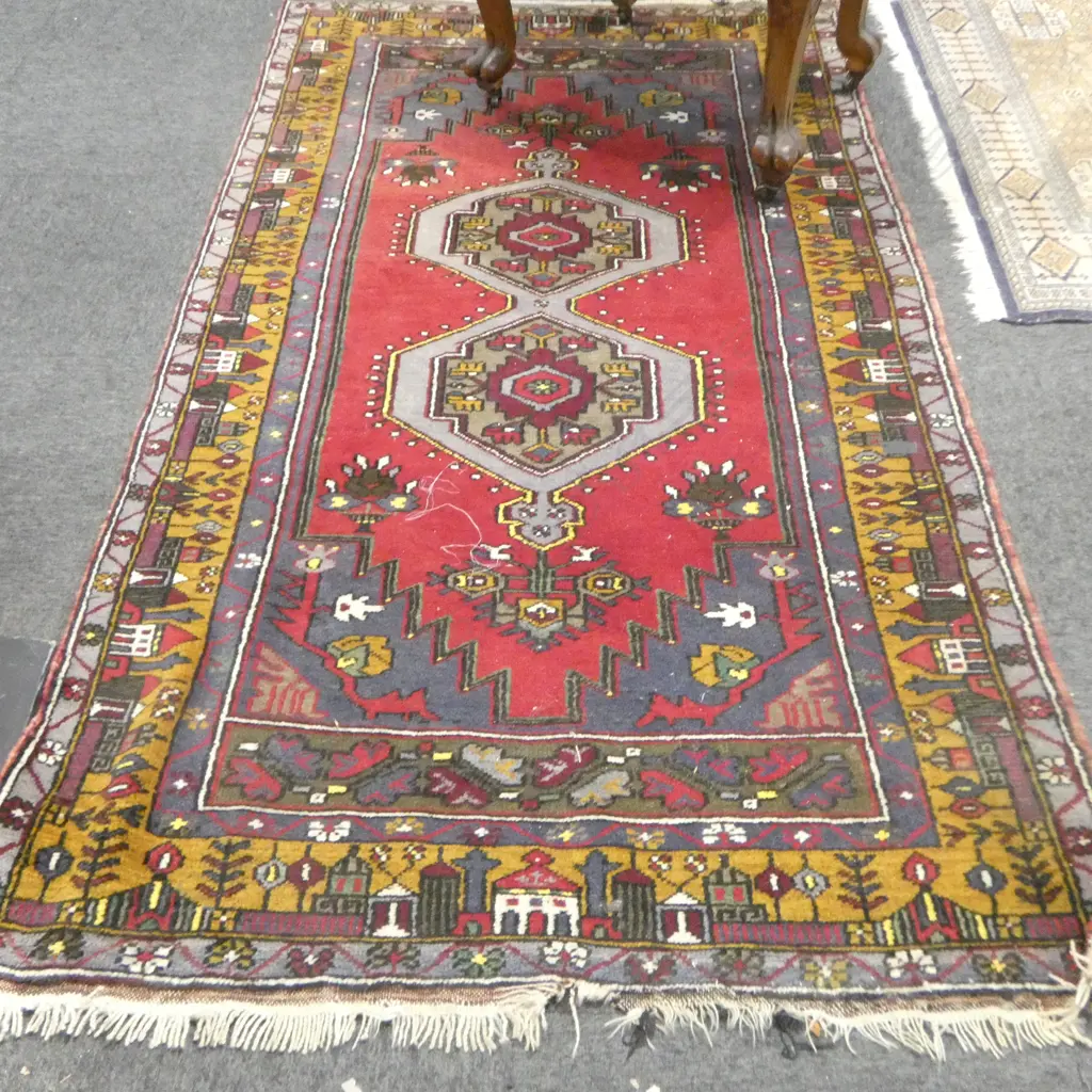 HAND KNOTTED ALL WOOL RUG 2200x1110mm Image 1++