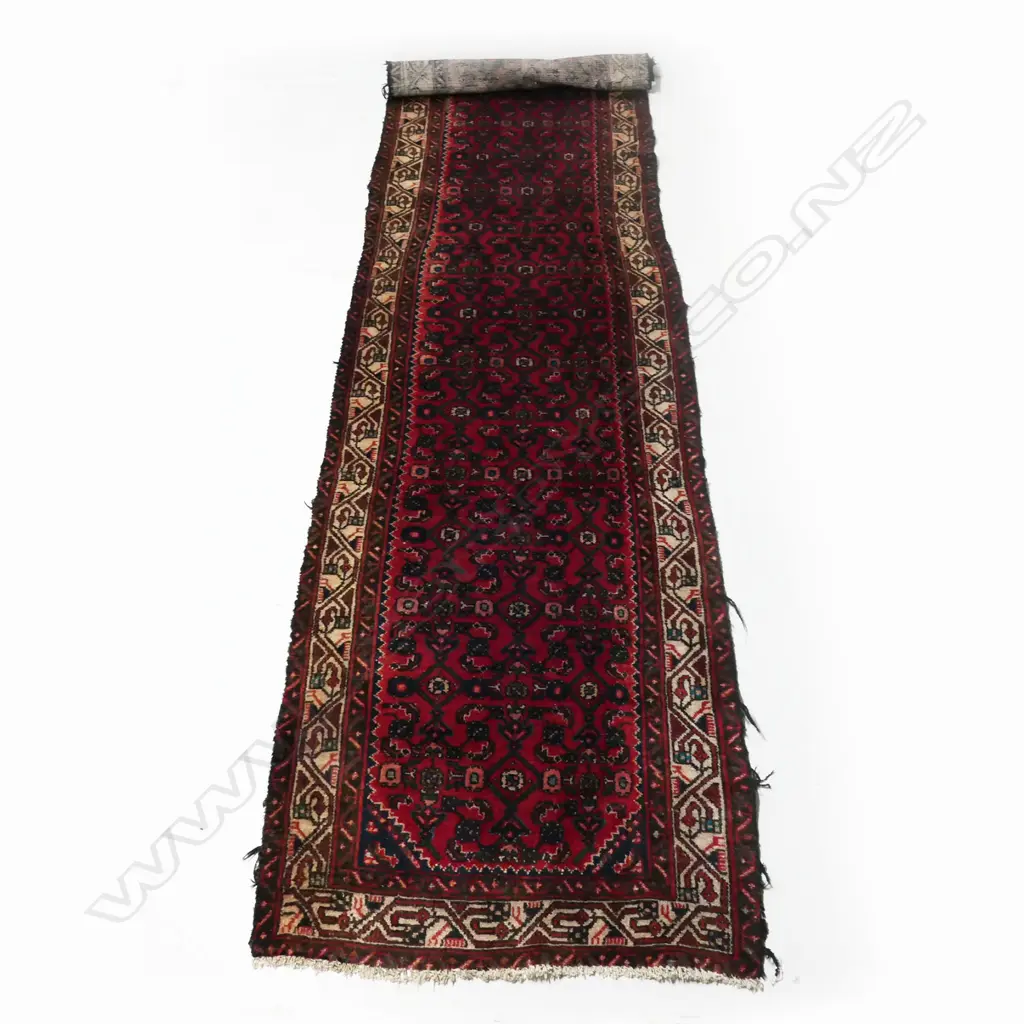 HAND KNOTTED ALL WOOL HAMADAN RUNNER 3440x830mm, BLEED & LOSSES TO EDGES Image 1++