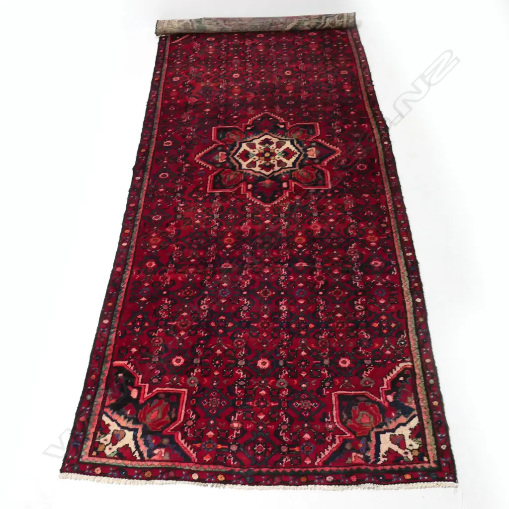 HAND KNOTTED WOOL PILE HOSSINABA RUNNER 2930 x 1240mm, WORN Image 1++