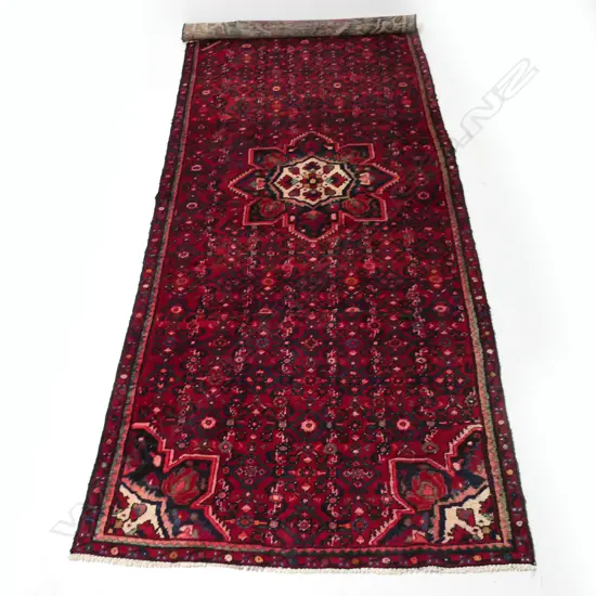 HAND KNOTTED WOOL PILE HOSSINABA RUNNER 2930 x 1240mm, WORN