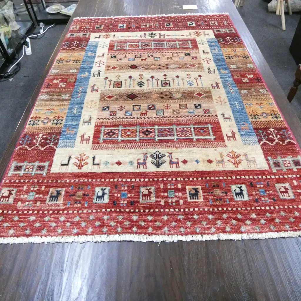 HAND KNOTTED WOOL PILE RUG 1160x815mm Image 1++