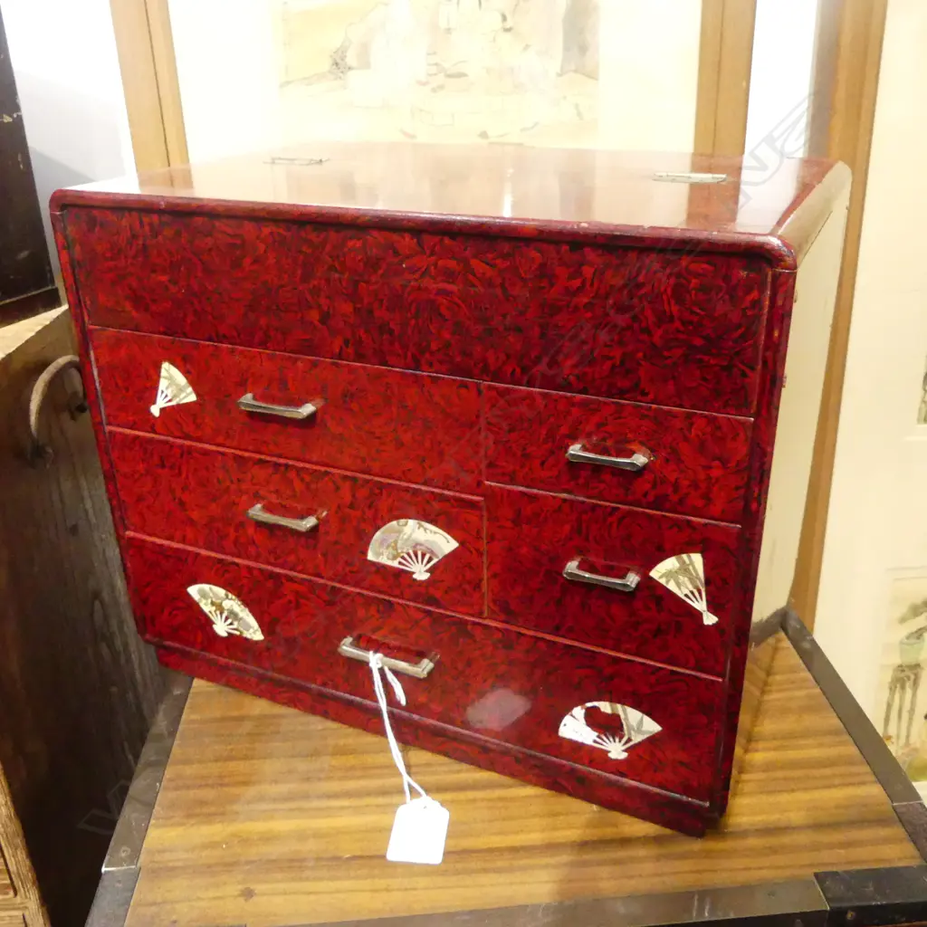 JAPANESE LACQUER SEWING BOX W.335mm Image 1++