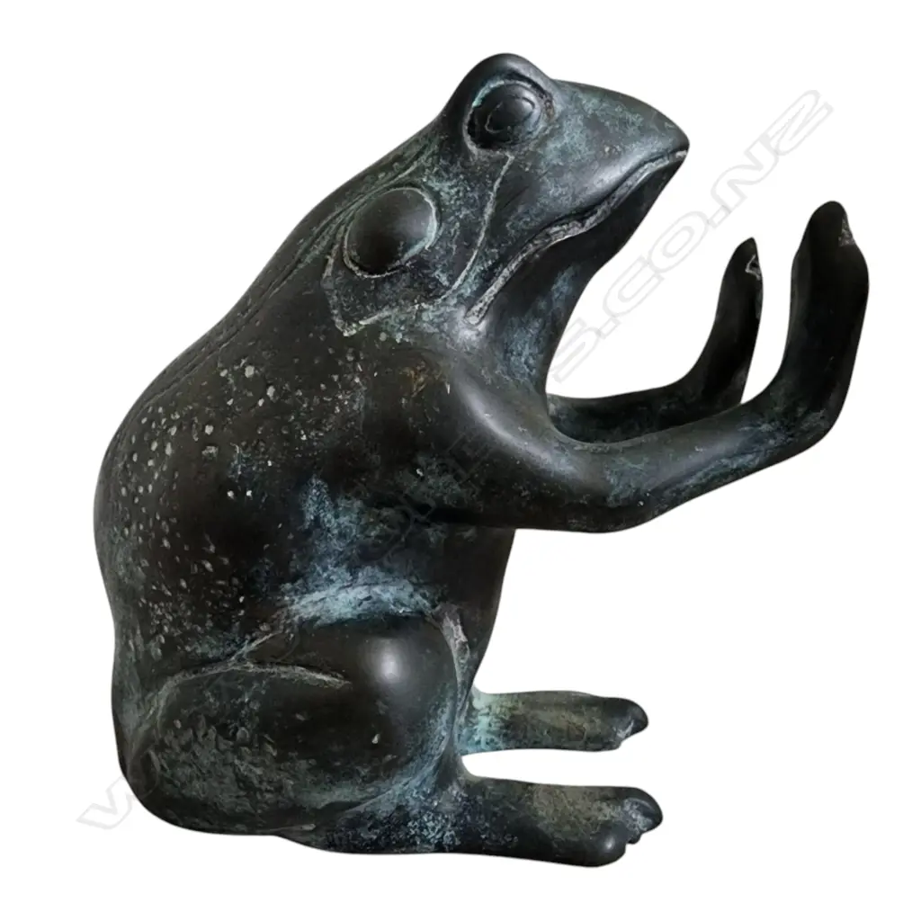 PATINATED BRONZE FROG BOOKENDS (PAIR) - VERY HEAVY  - 170x150x100mm Image 1++