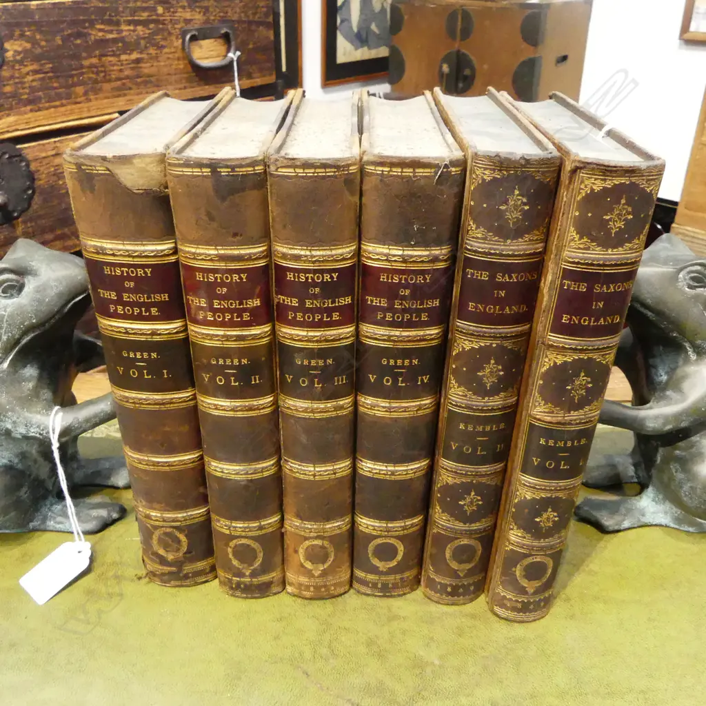 6 ANTIQUE BOOKS; 2 VOLS. THE SAXONS IN ENGLAND 1849, 4 VOLS. HISTORY OF THE ENGLISH PEOPLE 1883 Image 1++