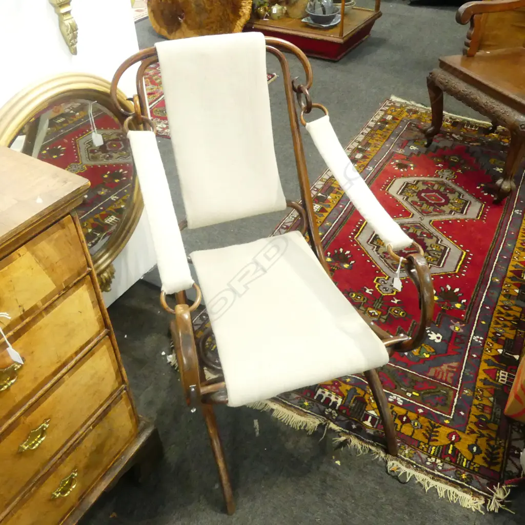 ANTIQUE BENTWOOD CAMPAIGN ARMCHAIR Image 1++