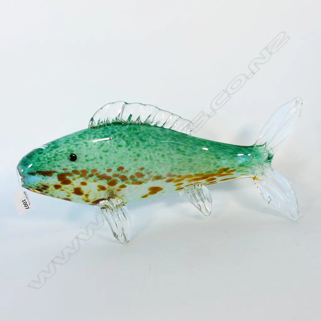 JUSTIN CULINA  NZ STUDIO GLASS FISH, INITIALED JJC & DATED '09, L.440mm Image 1++