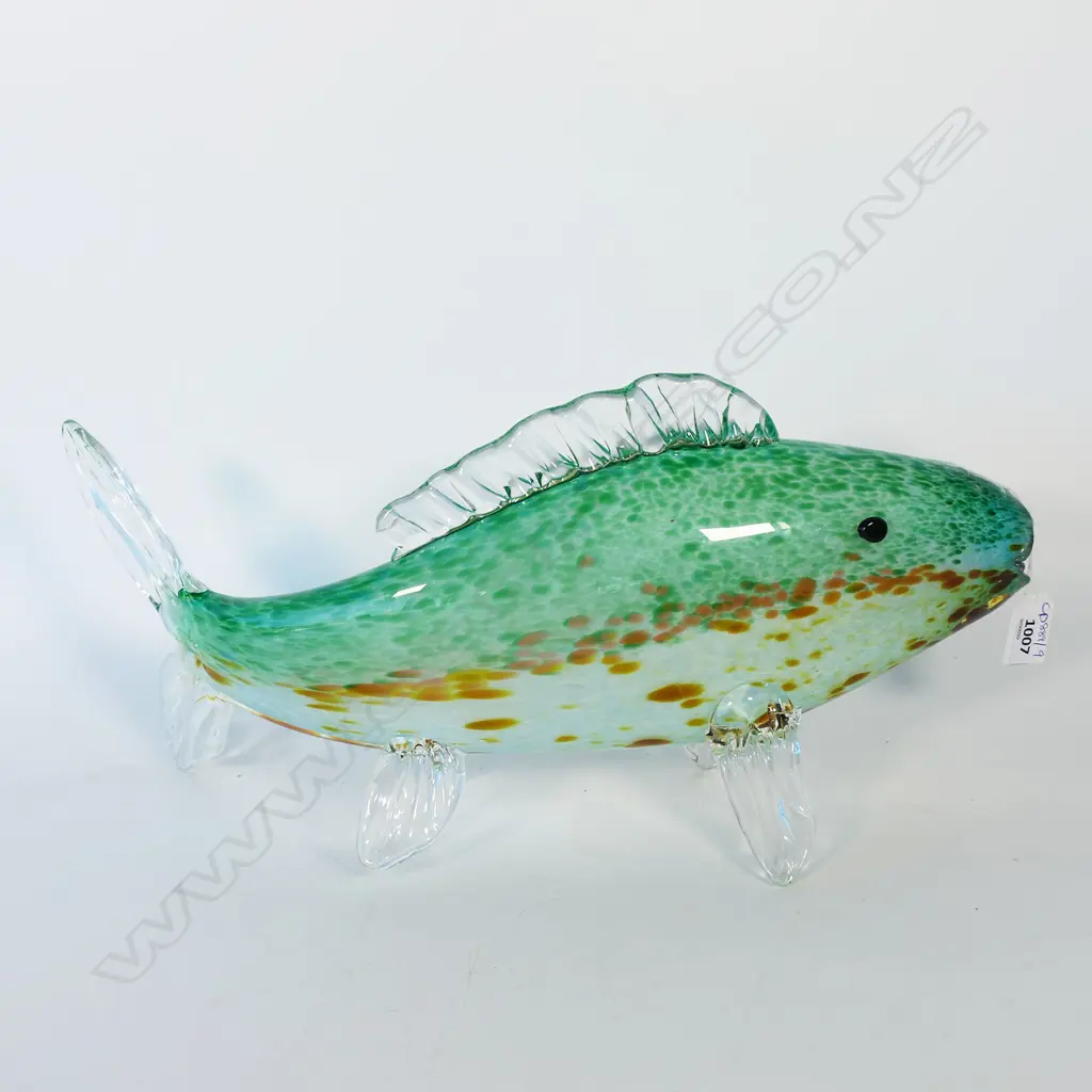 JUSTIN CULINA  NZ STUDIO GLASS FISH, INITIALED JJC & DATED '09, L.440mm Image 1++