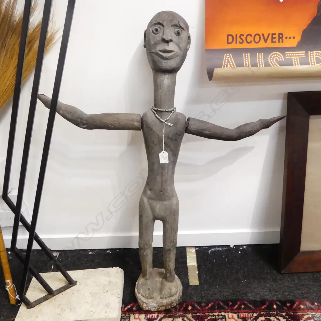TRIBAL CARVED WOODEN FIGURE H.870mm Image 1++