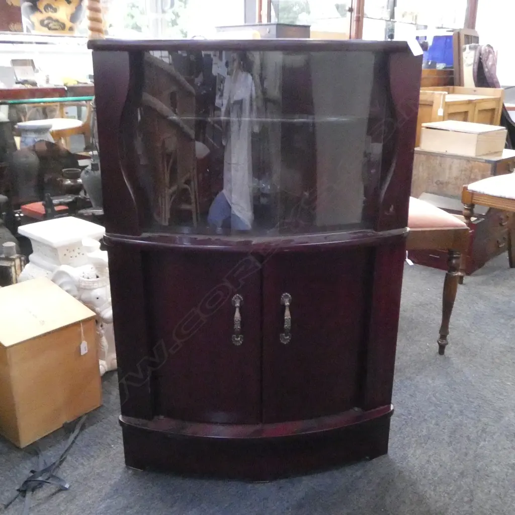 VINTAGE CORNER CABINET FLOOR STANDING pr glass & pr wood doors H.960mm Image 1++