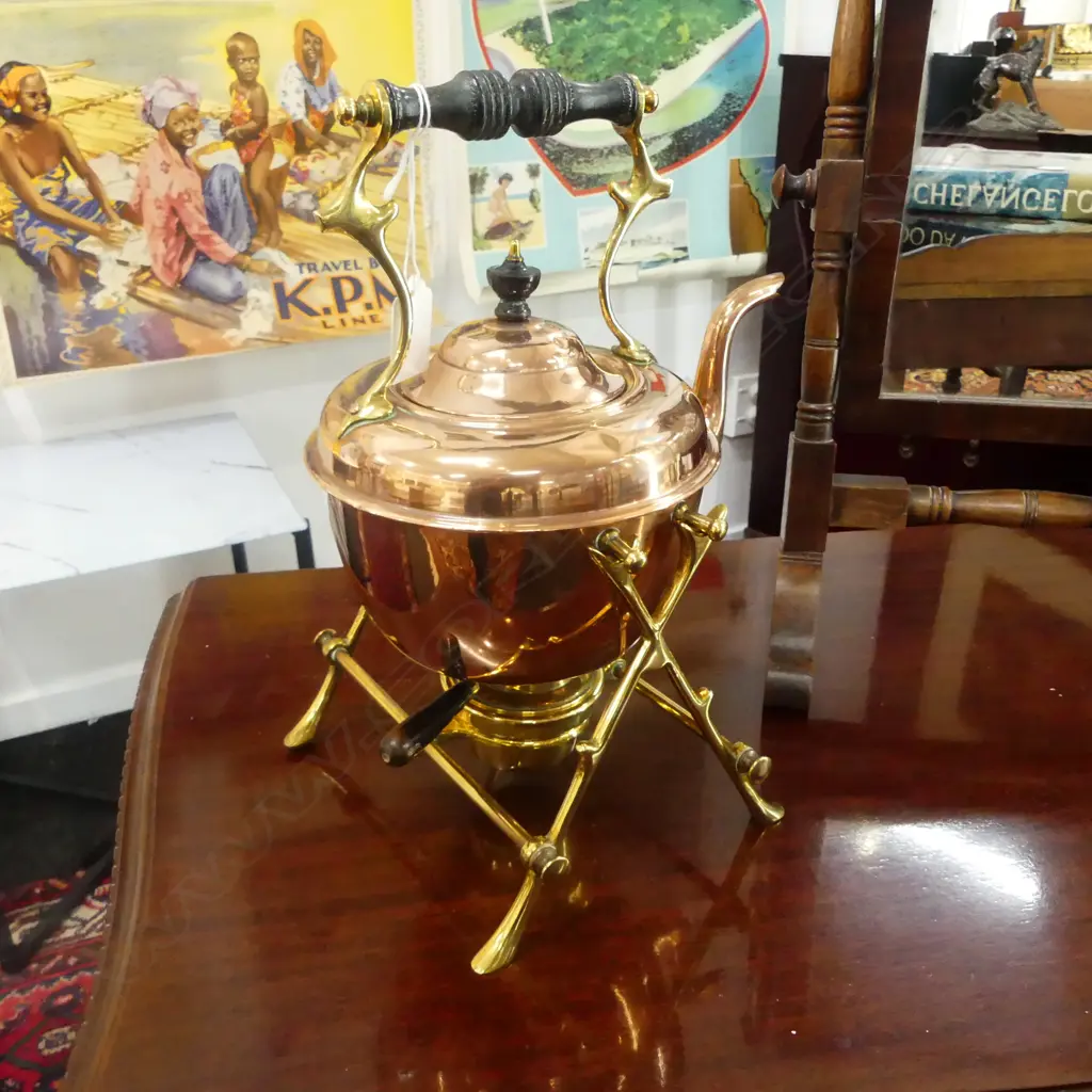 COPPER & BRASS SPIRIT KETTLE Image 1++