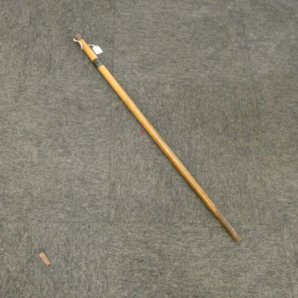 EDWARDIAN WALKING STICK w. CONCEALED GLASS SPIRIT BOTTLE PHIAL L.885mm Image 1++