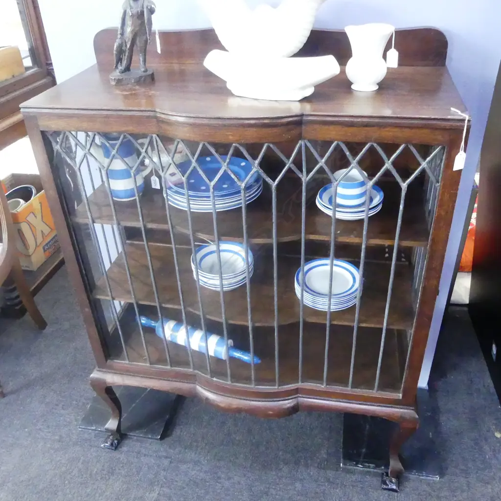 OAK CHINA CABINET (1 BREAK TO GLASS) 920x430x1250mm Image 1++