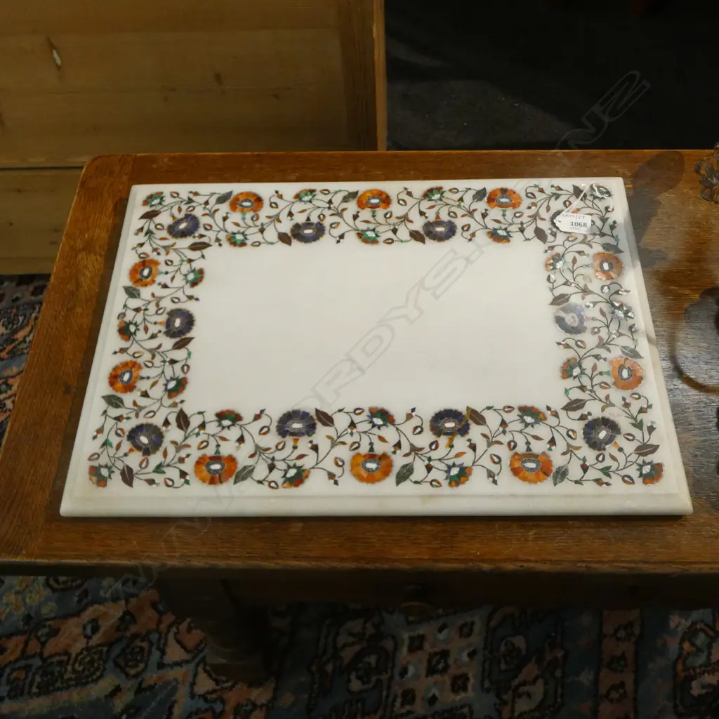 ISLAMIC INLAID  MARBLE PASTRY BOARD H390 W520MM Image 1++