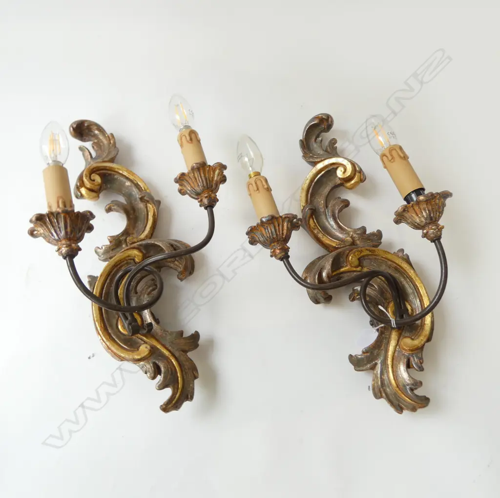 PR GILT PLASTER 2 BRANCH SCONCES H.460mm Image 1++
