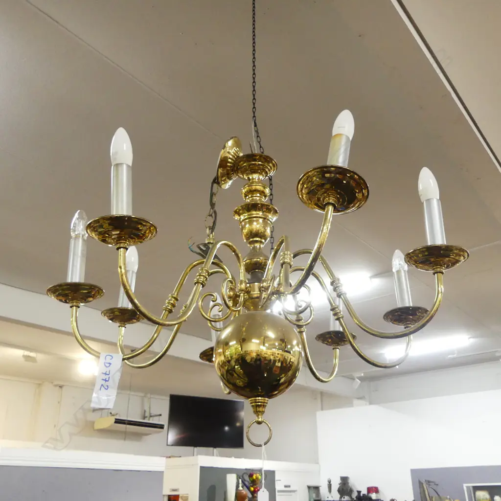 LG BRASS 8 ARM CHANDELIER W.830mm H.700mm Image 1++