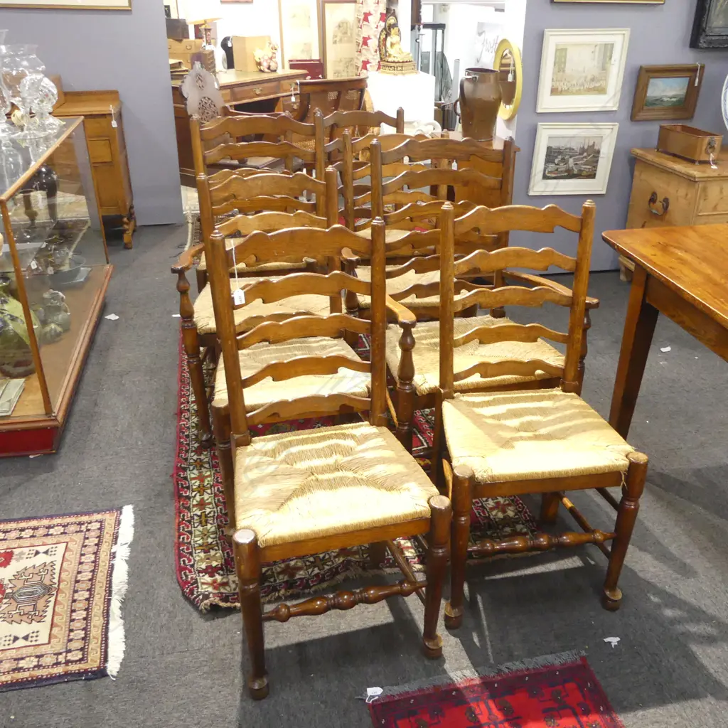 8 LADDER BACK REPRODUCTION CHAIRS  Image 1++