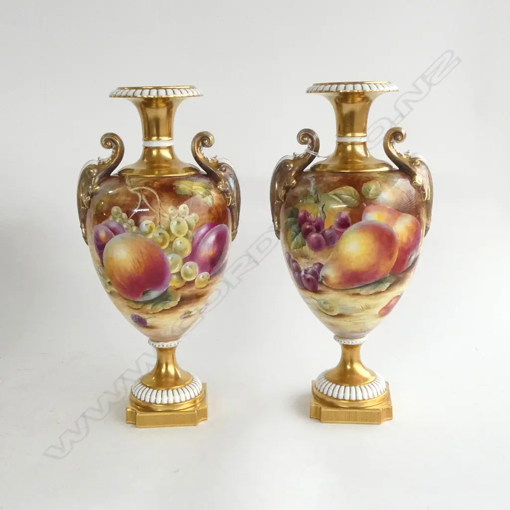 PR MODERN ROYAL WORCESTER HANDPAINTED URNS, SIGNED BY S. WOOD H.315mm Image 1++