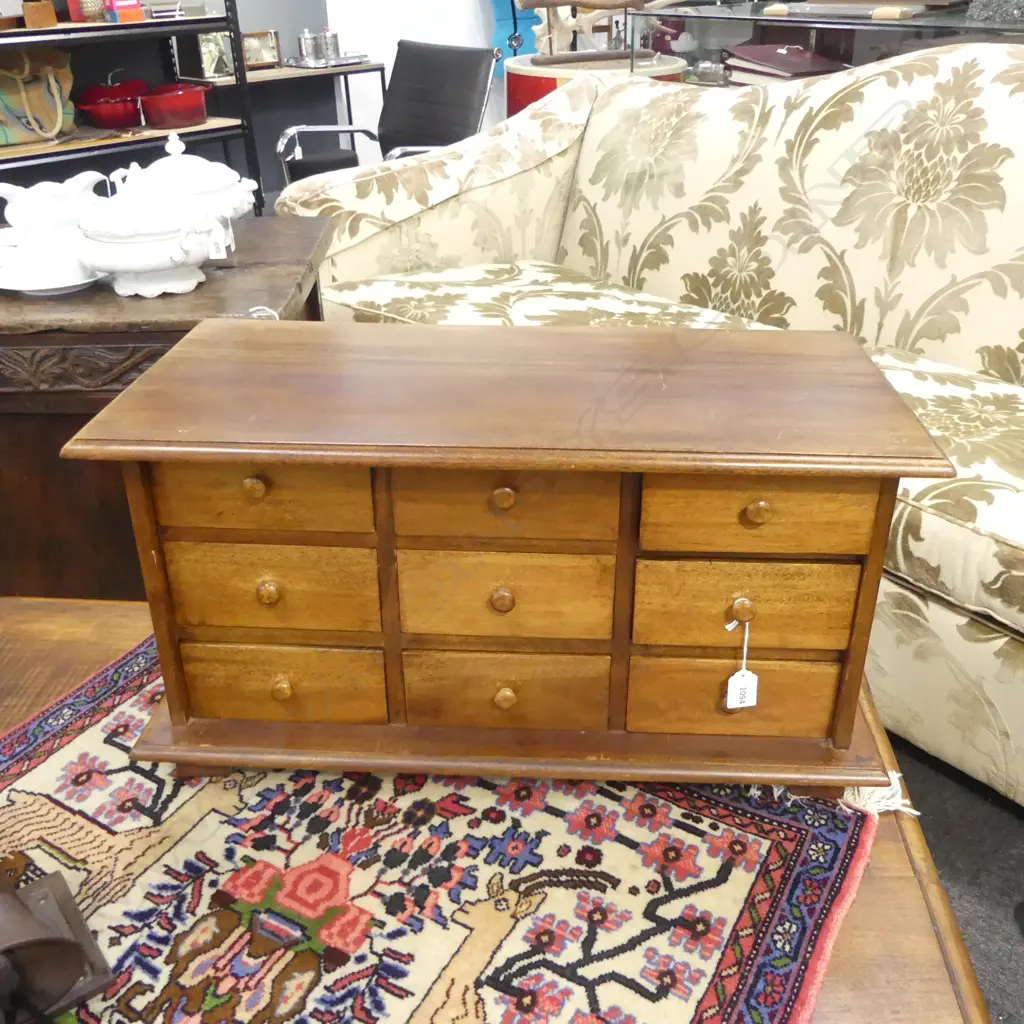 TEAK SPICE BOX w 9 DRAWERS 620 x 300 x 340mm Image 1++