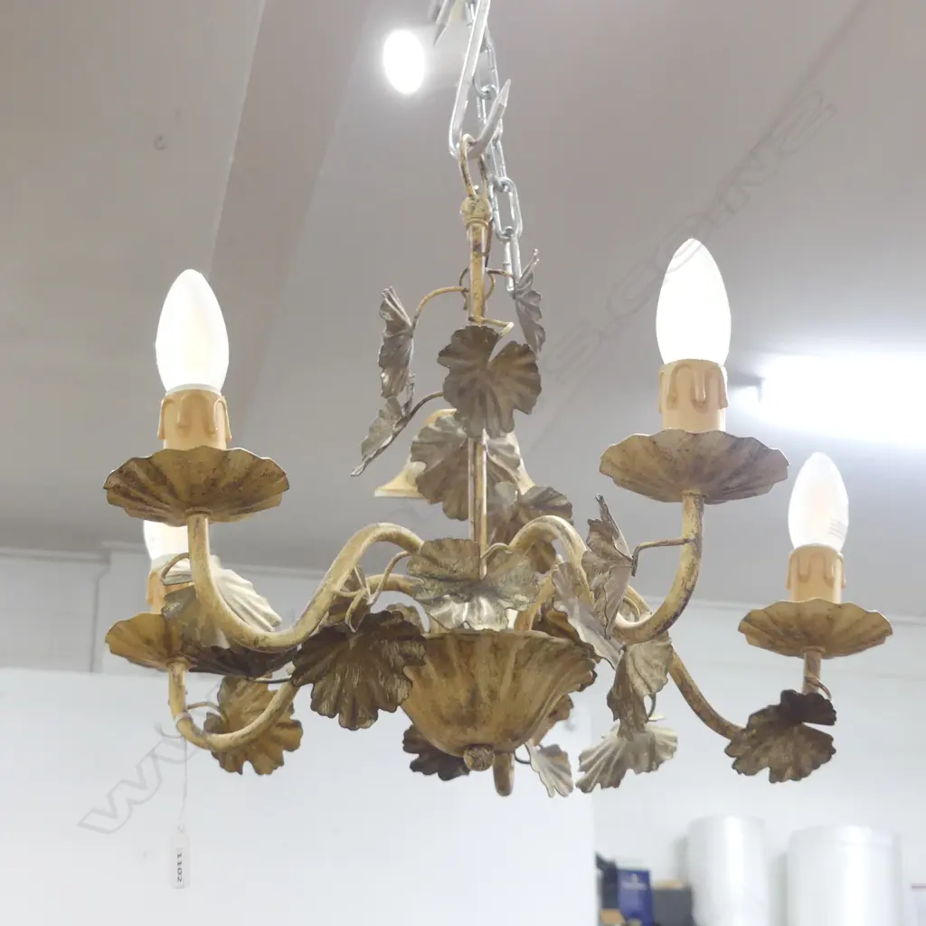 SMALL METAL 5 BRANCH CHANDELIER W.450mm H.560mm Image 1++
