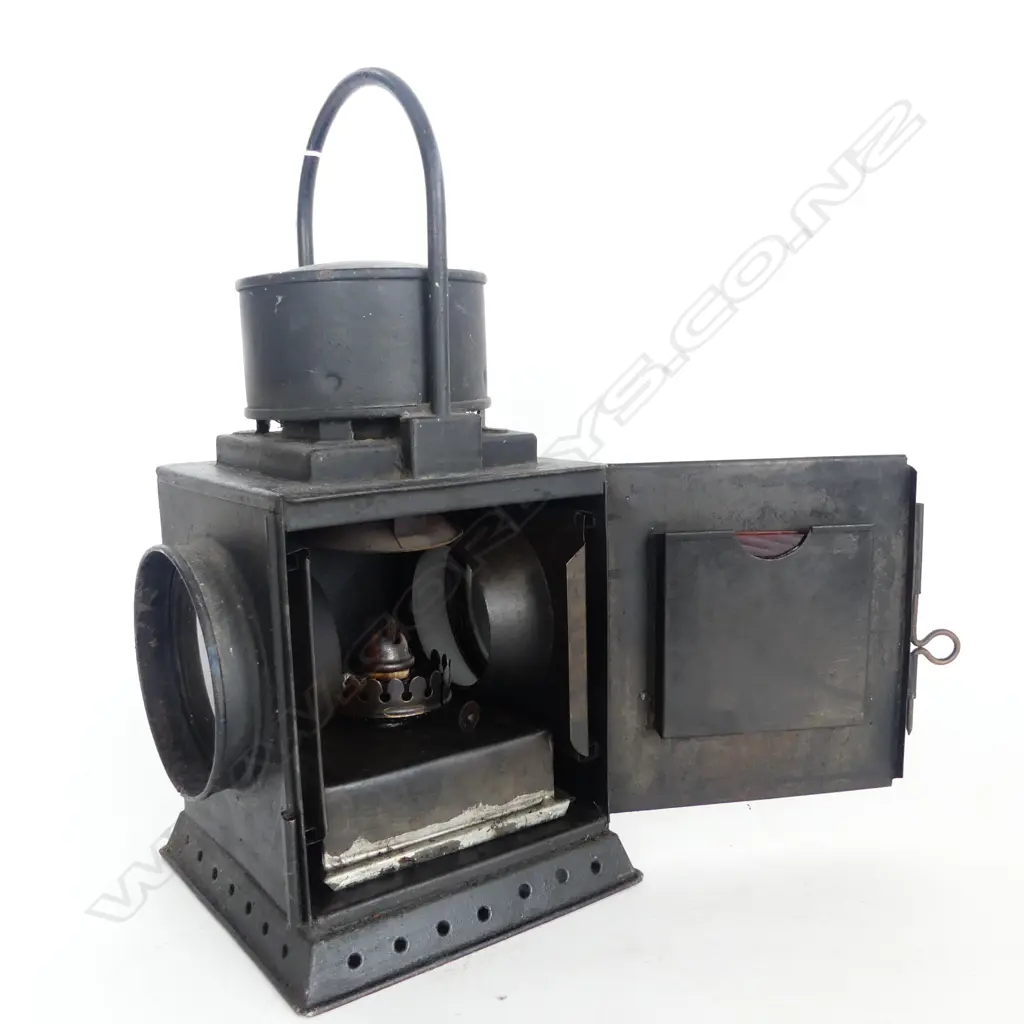 OLD SQUARE BLACK SHUNTING RAILWAY LAMP H.350mm Image 1++
