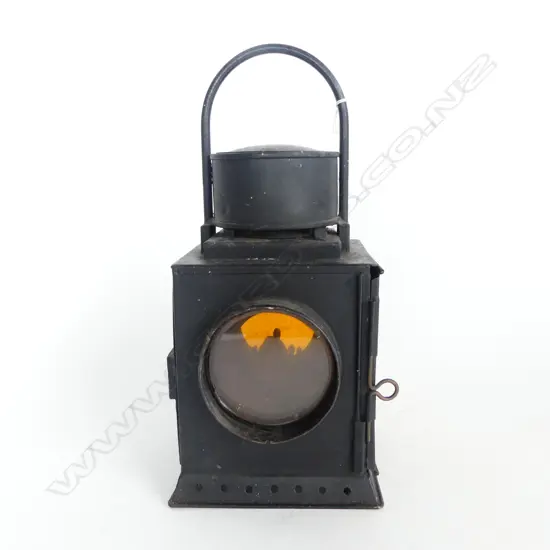 OLD SQUARE BLACK SHUNTING RAILWAY LAMP H.350mm