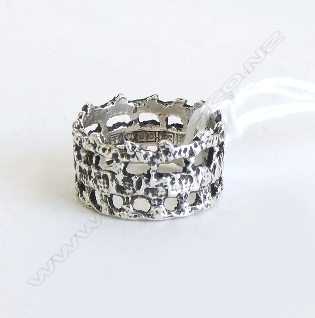 .830 SILVER c1960's PENTTI SARPANEVA PITSI RING; SIZE L. Image 1++