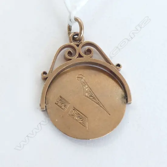9ct rose GOLD MASONIC FOB SPINNER 3.2grms