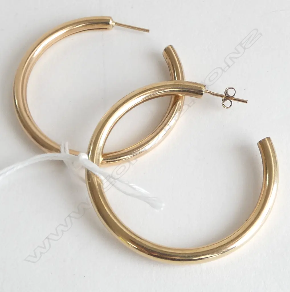 pr 9ct GOLD VERY LARGE HOOP EARRINGS 1 only butterfly 10.4gms Image 1++