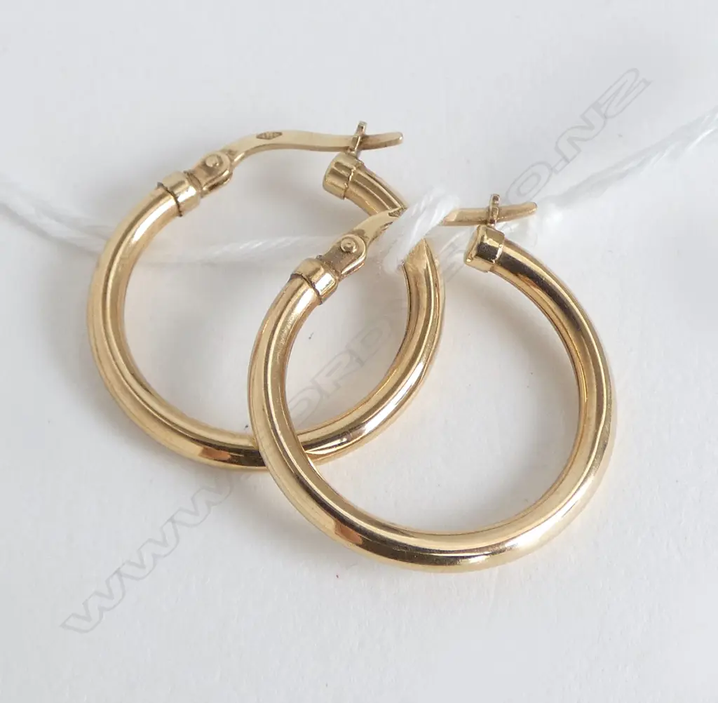 PR 9ct EARRINGS Dia.20mm 1.2gm Image 1++
