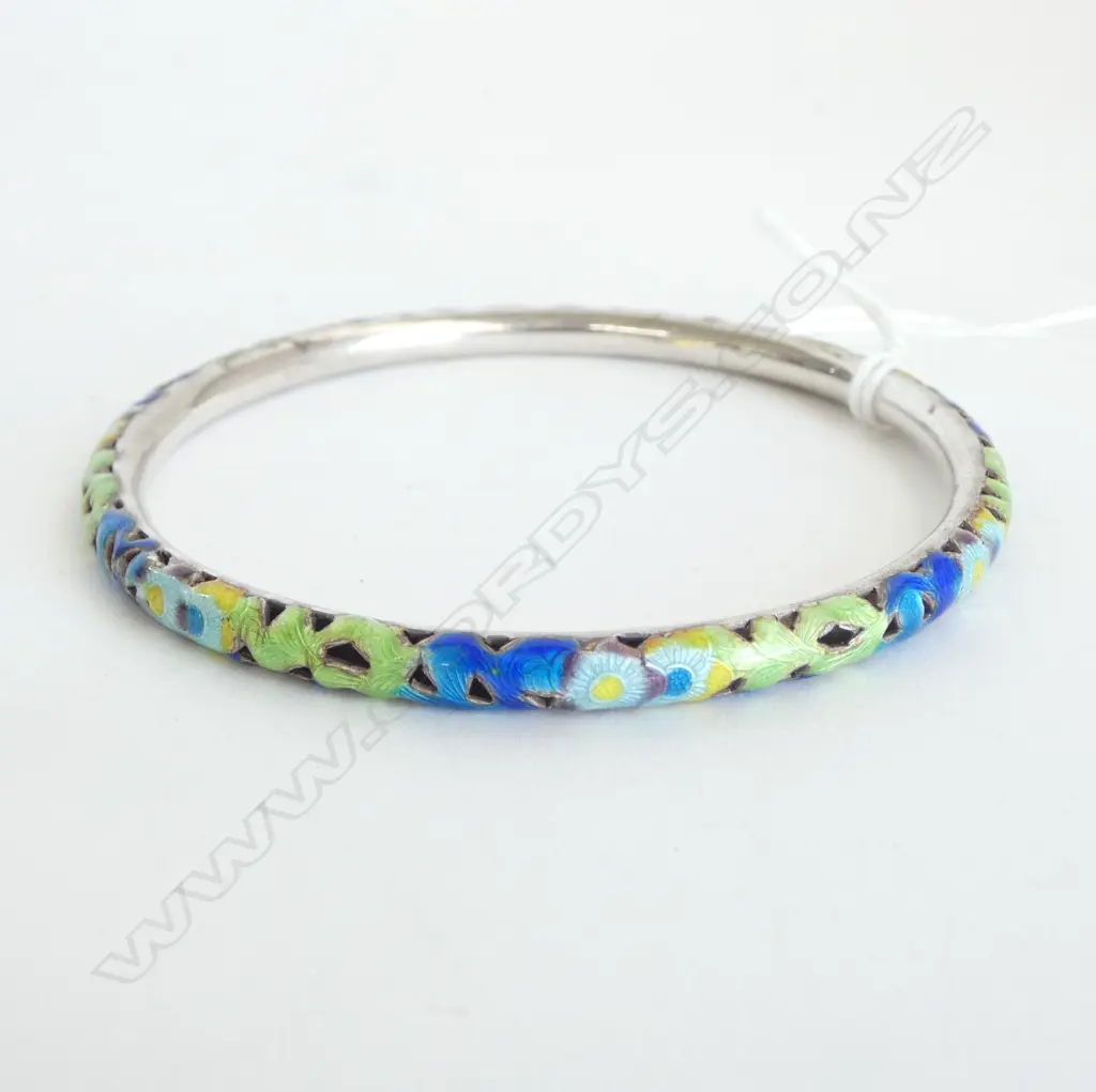 STG SILVER & CLOISONNE BANGLE Image 1++