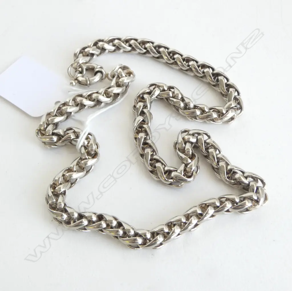 LARGE HEAVY SILVER FOXTAIL NECKLACE L.480mm 76gms Image 1++