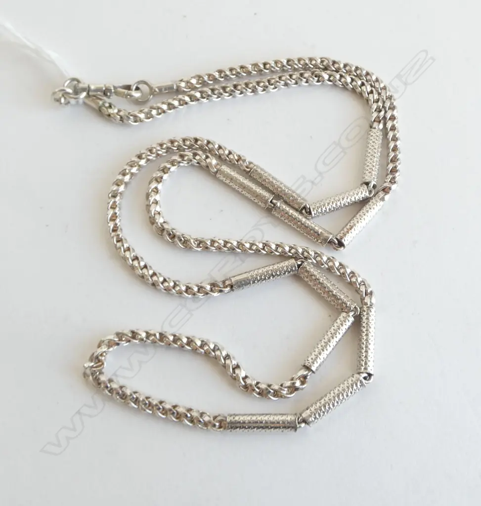 SILVER ROPE TWIST & DECORATIVE CYLINDER BAR NECKCHAIN L.680mm 36gms Image 1++
