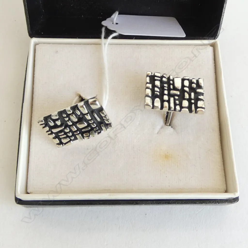 BOXED PR PETER MINTURN STG SILVER CUFF LINKS (COULD BE CONVERTED TO EARRINGS) Image 1++