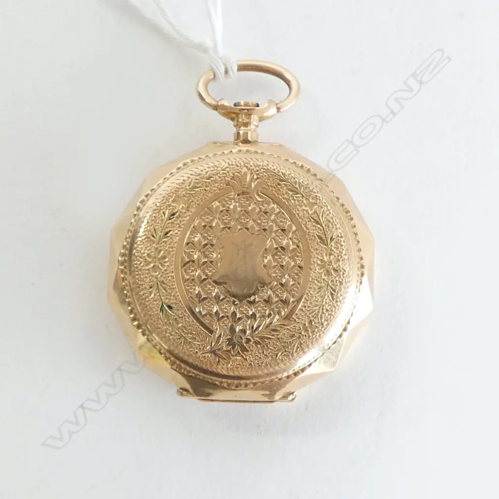 14ct GOLD early 20thC ladies POCKET WATCH 32.2grms dust cover is gold Image 1++