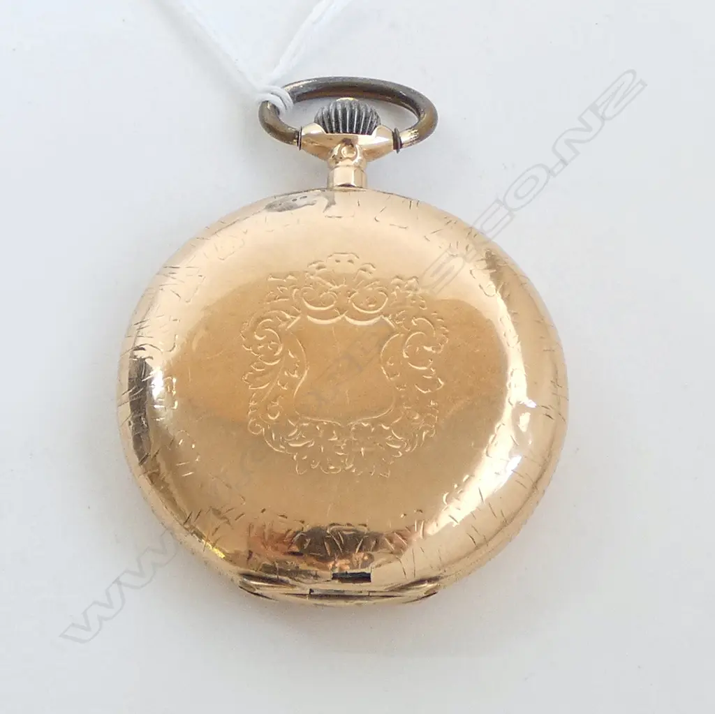 Gold plate POCKET WATCH 'REMONTOIR ANCRE LIGNE DROITE 15 RUBIS' Image 1++