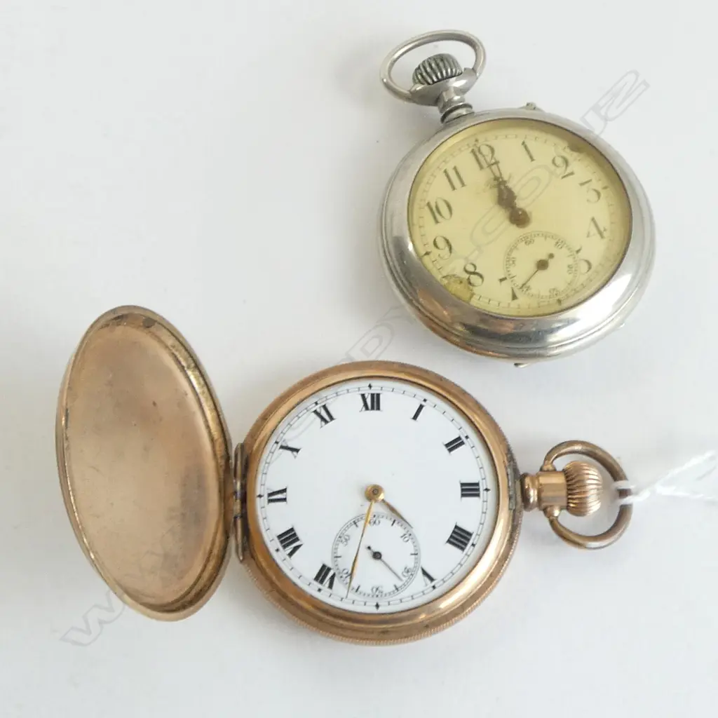 2 POCKET WATCHES, GP & SILVER METAL Image 1++