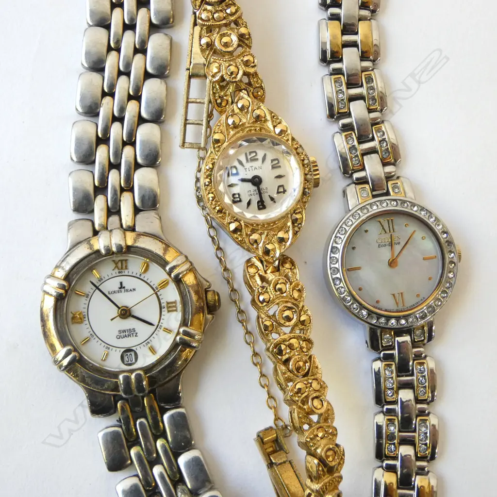 3 LADIES WRISTWATCHES; LOUISE JEAN, CITIZEN & TITAN Image 1++