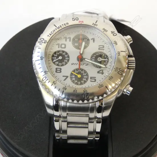 PORSHE 911 GTZ S/S GENT'S WRISTWATCH LTD. ED. CHRONOGRAPH auto w stopwatch 